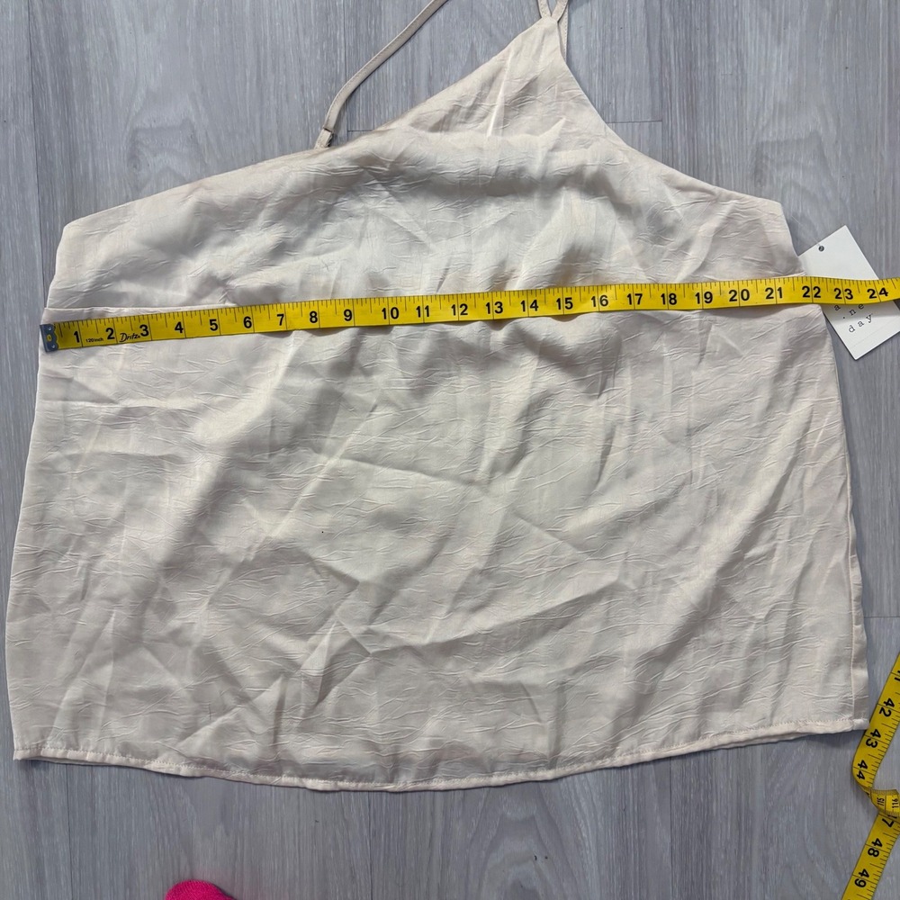 A New Day Top Women Cream Textured Asymmetrical Strap Top Size XL - Picture 5 of 14